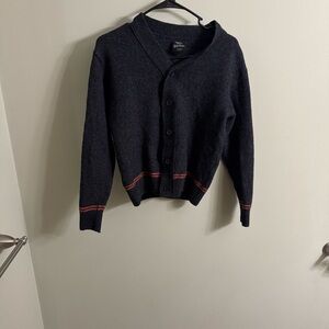 Universal Black Cardigan Sweater with Red Trim